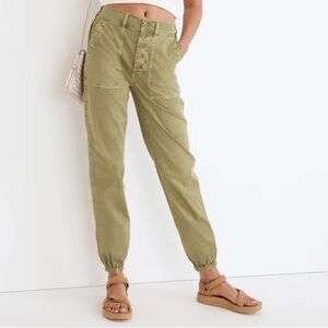 Madewell Griff Pull-On Tapered Fatigue Cargo Jogger Pants Green 27
